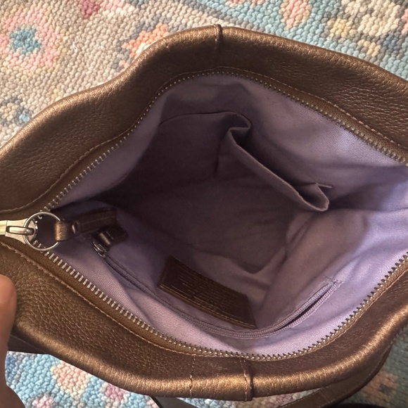 COACH Bronze Copper Metallic Leather Duffle Chain Crossbody Purse/Bag‎ F19722 - Picture 6 of 6